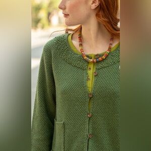 Gudrun Sjoden Olive Green Textured Cardigan